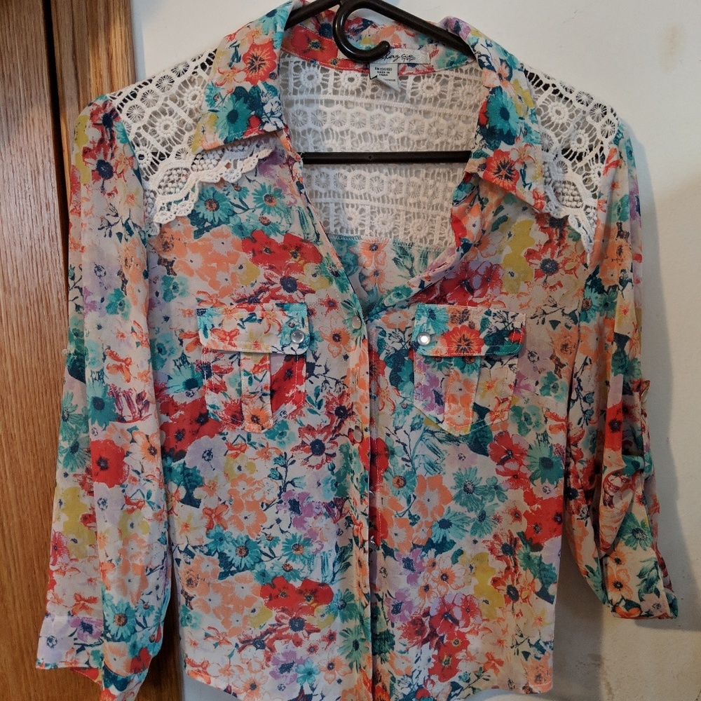 Sheer floral lace top